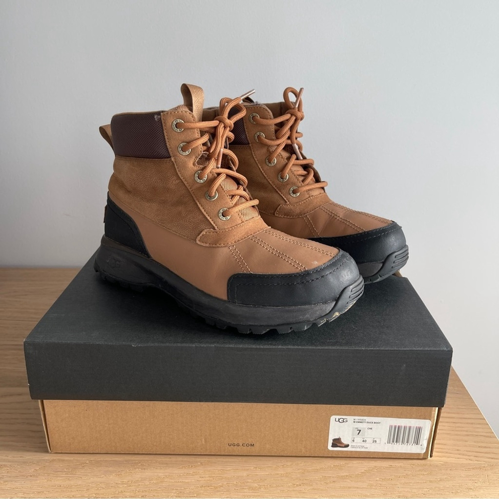 UGG boots Men's Emmett duck waterproof boot 7 brown Black Lace-Up ankle winter - Picture 1 of 12